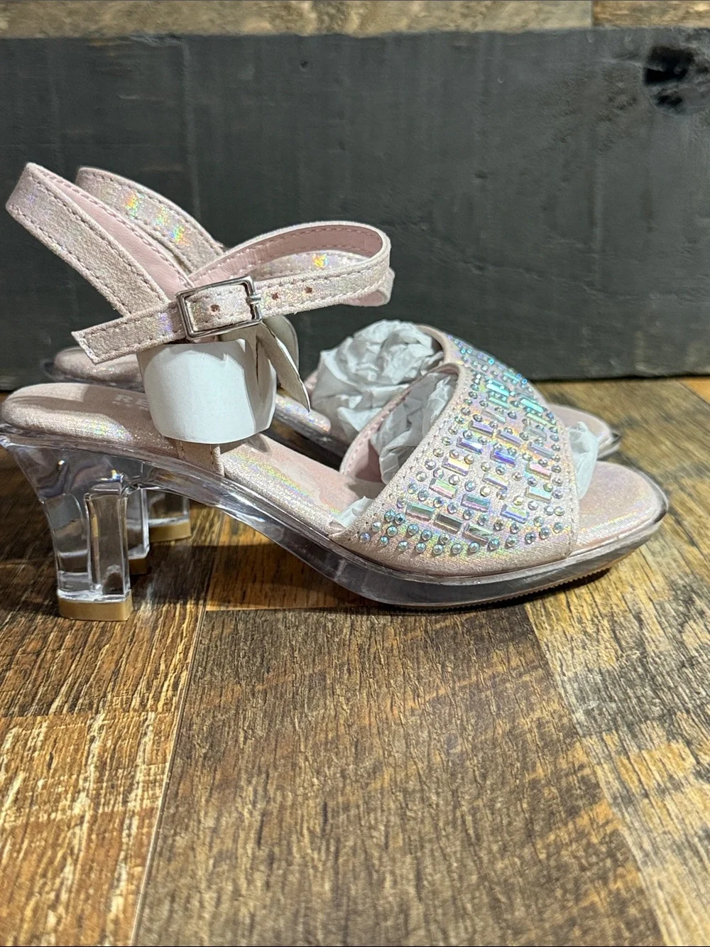 Kenneth Cole Reaction Girls Cinderella Shine Rhinestone Heels Size 11